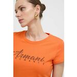 Bombažna kratka majica Armani Exchange oranžna barva - oranžna. Kratka majica iz kolekcije Armani Exchange. Model izdelan iz tanke, rahlo elastične pletenine.