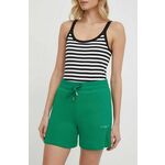 Kratke hlače Tommy Hilfiger ženski, zelena barva - zelena. Kratke hlače iz kolekcije Tommy Hilfiger, izdelane iz debele, rahlo elastične pletenine.