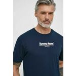 Bombažna kratka majica Tommy Jeans moški, mornarsko modra barva - mornarsko modra. Kratka majica iz kolekcije Tommy Jeans, izdelana iz tanke, elastične pletenine. Model iz mehke in na otip prijetne tkanine.