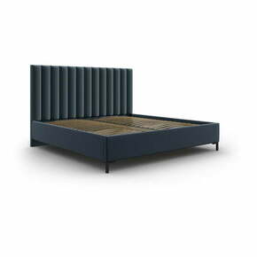 Temno modra oblazinjena zakonska postelja s prostorom za shranjevanje z letvenim dnom 180x200 cm Casey – Mazzini Beds