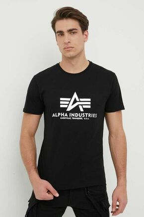 Bombažna kratka majica Alpha Industries črna barva - črna. Kratka majica iz kolekcije Alpha Industries. Model izdelan iz tanke