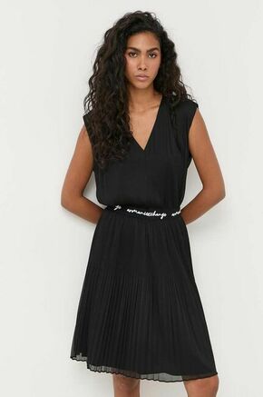 Obleka Armani Exchange črna barva - črna. Obleka iz kolekcije Armani Exchange. Model izdelan iz enobarvne tkanine. Izrazit model za posebne priložnosti.