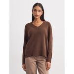 Pulover z V-ovratnikom rjava AW 2026