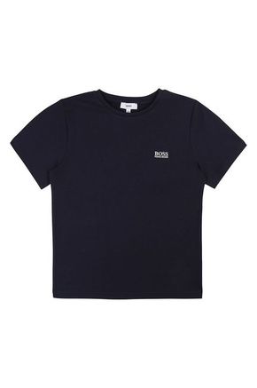 BOSS otroški t-shirt 116-152 cm - mornarsko modra. Otroški t-shirt iz kolekcije BOSS. Model izdelan iz tanke
