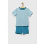 Otroška bombažna pižama United Colors of Benetton - modra. Otroški pižama iz kolekcije United Colors of Benetton. Model izdelan iz pletenine. Izjemno udoben material.
