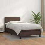 Greatstore Box spring postelja z vzmetnico rjava 90x200 cm umetno usnje
