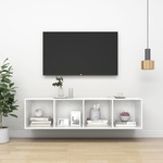vidaXL Stenska TV omarica visok sijaj bela 37x37x142,5cm iverna plošča