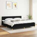 Greatstore Box spring postelja z vzmetnico črn 200x200 cm blago