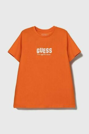 Otroška kratka majica Guess oranžna barva - oranžna. Otroške kratka majica iz kolekcije Guess