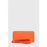 Denarnica Calvin Klein ženski, oranžna barva - oranžna. Velika denarnica iz kolekcije Calvin Klein. Model izdelan iz ekološkega usnja.