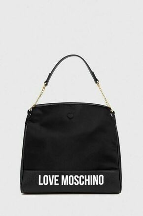 Torbica Love Moschino črna barva - črna. Majhna nakupovalna torbica iz kolekcije Love Moschino. Model na zapenjanje