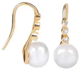 JwL Luxury Pearls Pozlačeni srebrni uhani s pravim biserom JL0411 srebro 925/1000