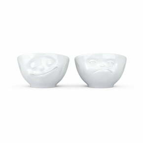Komplet 2 belih porcelanastih skodelic za jajca 58products Happy &amp; Hmpff