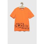 Otroška kratka majica Birba&amp;Trybeyond oranžna barva - oranžna. Otroške kratka majica iz kolekcije Birba&amp;Trybeyond, izdelana iz tanke, elastične pletenine. Model iz tkanine, ki je izjemno prijetna na otip.