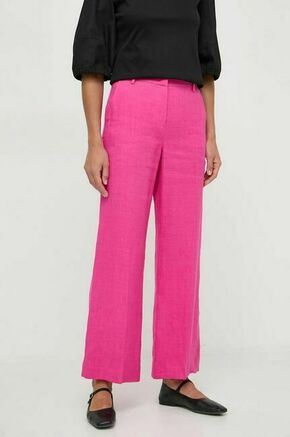 Lanene hlače Weekend Max Mara roza barva - roza. Lahkotne hlače iz kolekcije Weekend Max Mara. Model izdelan iz zračne lanene tkanine.