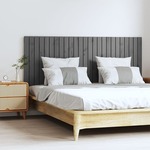 vidaXL Stensko posteljno vzglavje sivo 159,5x3x60 cm trdna borovina