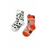 Otroške nogavice Happy Socks Kids Cat &amp; Dog Socks 2-pack bela barva - bela. Otroške nogavice iz kolekcije Happy Socks. Model izdelan iz elastičnega, vzorčastega materiala. V kompletu sta dva para.