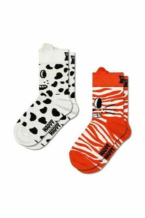 Otroške nogavice Happy Socks Kids Cat &amp; Dog Socks 2-pack bela barva - bela. Otroške nogavice iz kolekcije Happy Socks. Model izdelan iz elastičnega