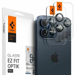 Zaščitno kaljeno steklo za Kamero iPhone 14 PRO / 14 PRO MAX / 15 PRO / 15 PRO MAX Spigen Optik.TR ”EZ FIT” Blue Titanium