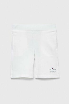 Otroške kratke hlače Tommy Hilfiger bela barva - bela. Otroški kratke hlače iz kolekcije Tommy Hilfiger. Model izdelan iz tanke