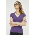 Bombažna kratka majica G-Star Raw ženski, vijolična barva - vijolična. Kratka majica iz kolekcije G-Star Raw, izdelana iz elastične pletenine. Model iz izjemno udobne bombažne tkanine.
