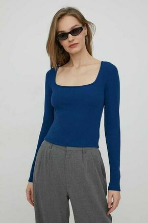 Majica z dolgimi rokavi Hollister Co. ženski - modra. Majica z dolgimi rokavi iz kolekcije Hollister Co. Izdelana iz elastične pletenine. Model iz mehke in na otip prijetne tkanine.