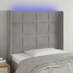 vidaXL LED posteljno vzglavje svetlo sivo 83x16x118/128 cm žamet