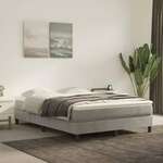vidaXL Box spring postelja z vzmetnico svetlo siva 140x200 cm žamet