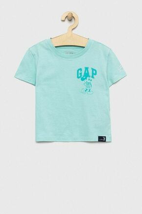 Otroška bombažna kratka majica GAP x Disney turkizna barva - turkizna. Otroška kratka majica iz kolekcije GAP. Model izdelan iz tanke
