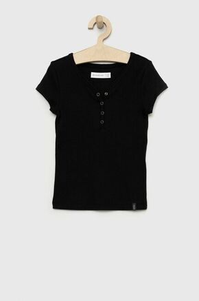 Otroška kratka majica Abercrombie &amp; Fitch črna barva - črna. Otroški kratka majica iz kolekcije Abercrombie &amp; Fitch. Model izdelan iz rebraste pletenine.