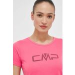 Kratka majica CMP ženski, roza barva - roza. Kratka majica iz kolekcije CMP. Model izdelan iz tanke, elastične pletenine.
