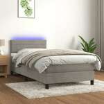 shumee Box spring postelja z vzmetnico LED svetlo siva 90x190cm žamet