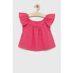 Otroška bluza GAP roza barva - roza. Otroška mikica iz kolekcije GAP. Model izdelan iz vzorčaste tkanine. Ima okrogli izrez.