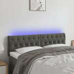 vidaXL LED posteljno vzglavje temno sivo 160x7x78/88 cm žamet