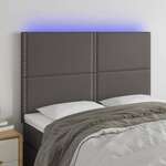 shumee LED posteljno vzglavje sivo 144x5x118/128 cm umetno usnje
