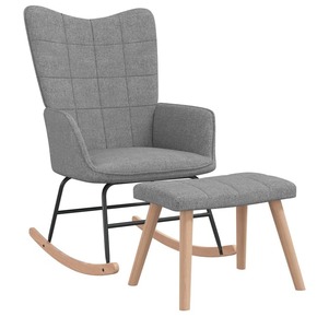 VidaXL Gugalni stol s stolčkom svetlo sivo blago