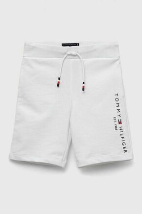 Otroške bombažne kratke hlače Tommy Hilfiger bela barva - bela. Otroški kratke hlače iz kolekcije Tommy Hilfiger. Model izdelan iz tanke