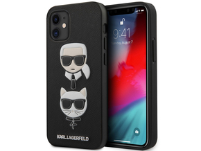 KARL LAGERFELD KLHCP12SSAKICKCBK za iPhone 12 Mini črna trda zaščita - Karl and Choupette Heads