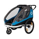 HAMAX Dvojni voziček za kolo vklj. ramena + otroški komplet Traveler Petrol Blue/Grey