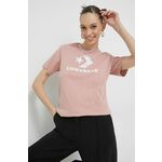 Bombažna kratka majica Converse roza barva - roza. Kratka majica iz kolekcije Converse. Model izdelan iz pletenine s potiskom. Tanek, gosto pleten material.