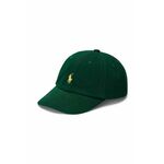 Otroška bombažna bejzbolska kapa Polo Ralph Lauren zelena barva - zelena. Otroški kapa s šiltom vrste baseball iz kolekcije Polo Ralph Lauren. Model izdelan iz bombažne tkanine.
