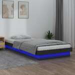 vidaXL LED posteljni okvir siv 90x200 cm trden les