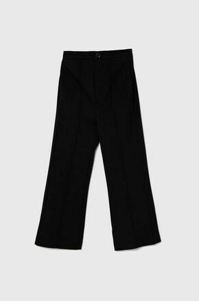 Otroške hlače United Colors of Benetton črna barva - črna. Otroški hlače iz kolekcije United Colors of Benetton. Model izdelan iz enobarvne pletenine. Model iz izjemno udobne tkanine z visoko vsebnostjo viskoze.