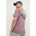 Bombažna kratka majica Rip Curl moški, vijolična barva - vijolična. Kratka majica iz kolekcije Rip Curl, izdelana iz elastične pletenine. Model iz zračne bombažne tkanine.