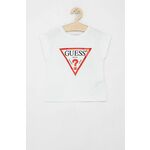 Otroški t-shirt Guess - bela. Otroški T-shirt iz kolekcije Guess. Model izdelan iz tanke, rahlo elastične pletenine.