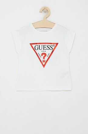 Otroški t-shirt Guess - bela. Otroški T-shirt iz kolekcije Guess. Model izdelan iz tanke