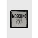 Svilen žepni robček Moschino x Smiley siva barva - siva. Žepni robček iz kolekcije Moschino. Model izdelan iz tanke, vzorčaste tkanine.