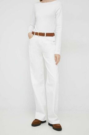 Kavbojke Pepe Jeans ženski - bela. Kavbojke iz kolekcije Pepe Jeans v stilu straight s normalnim pasom. Model izdelan iz iz rahlo elastičnega denima. Visokokakovosten