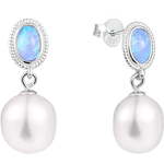 JwL Luxury Pearls Luksuzni uhani s pristnim baročnim biserom in opalom JL0583 srebro 925/1000