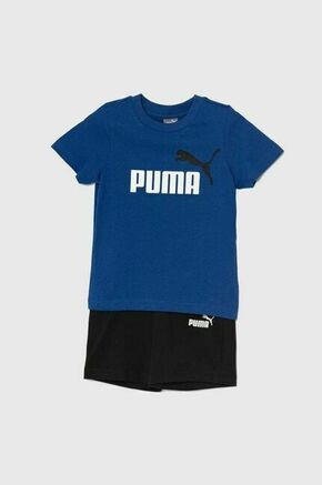 Otroški bombažni komplet Puma Minicats &amp; Shorts Set mornarsko modra barva - mornarsko modra. Komplet za dojenčka iz kolekcije Puma. Model izdelan iz pletenine s potiskom.